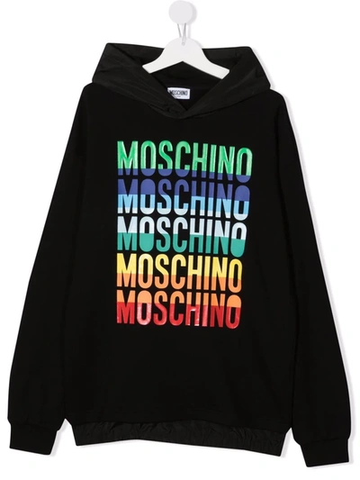 Moschino Teen Logo-print Hoodie In Black