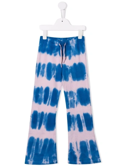 Molo Kids' Tie-dye Flared Track Trousers In Blue