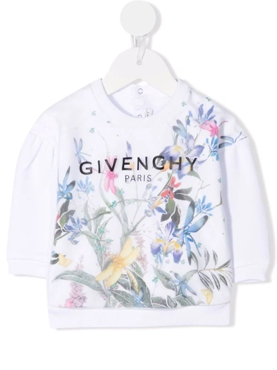 Givenchy Babies' 花卉logo印花卫衣 In White