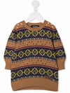 Dsquared2 Teen Stripe-pattern Open Knit Jumper In Brown