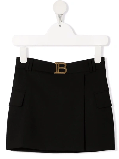 Balmain Kids' Black Skirt With Application