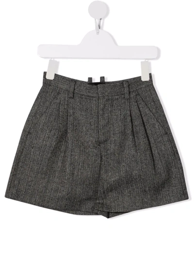 Dsquared2 Kids' Pleated-detail Wool Shorts In White