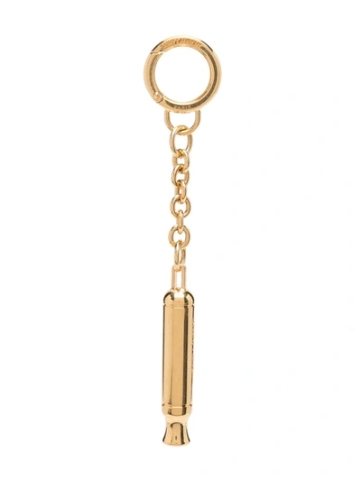 Saint Laurent Engraved-logo Whistle Keyring In Gold