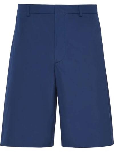 Prada Logo-patch Shorts In Blue