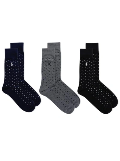 Polo Ralph Lauren Assorted Dot Dress Socks 3-pack In Navy Assorted