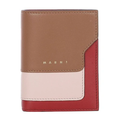 Marni Colour-block Bifold Wallet In Gold Brown Quartz Burgundy