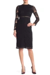 Love By Design Lace Long Sleeve Midi Dress In Black