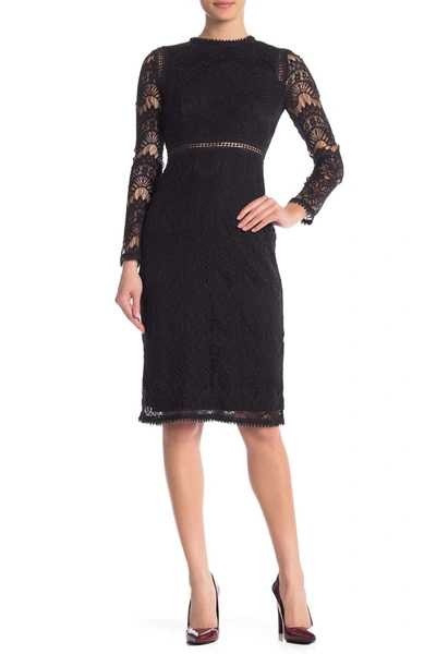 Love By Design Lace Long Sleeve Midi Dress In Black