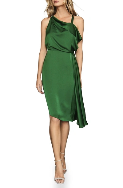 green emerald velvet dress Rent Reiss Micah Satin Drape Midi Dress – Timeless Elegance – Versatile main image 1
