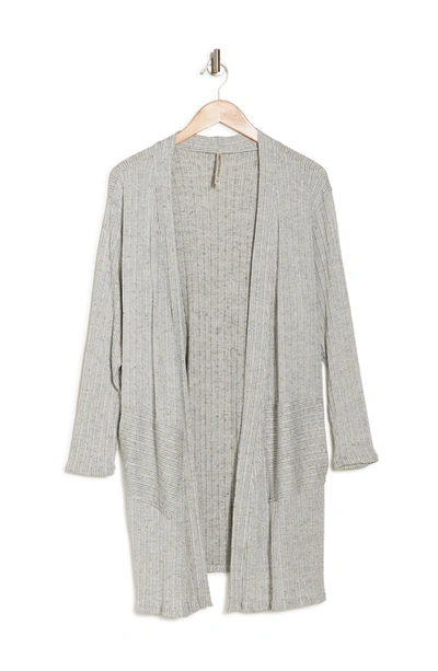 Forgotten Grace Open Front Long Cardigan In Grey