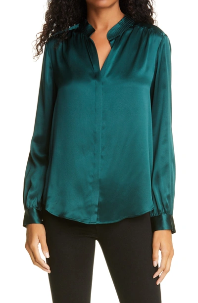 Lagence L'agence Bianca Silk Satin Blouse In Dark Glade