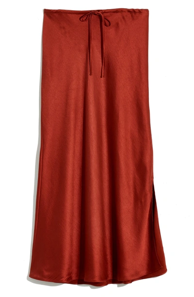 Madewell Drawstring Midi Slip Skirt In Dusty Redwood ModeSens - Main Image