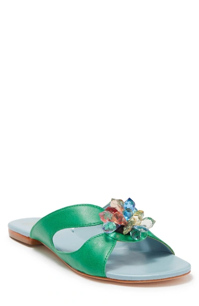 Frances Valentine Crystal Cluster Cutout Sandal In Green