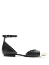 Sarah Chofakian Cisne Flat Leather Sandals In Schwarz