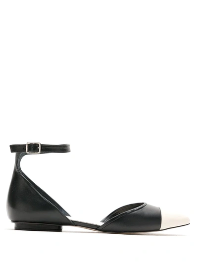 Sarah Chofakian Cisne Flat Leather Sandals In Schwarz