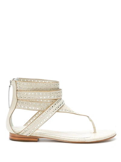 Sarah Chofakian Lis Leather Flat Sandals In White