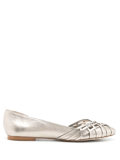 Sarah Chofakian Victoria Leather Ballerina Shoes In Silver