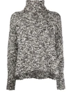 Adam Lippes Wool Boucle Turtleneck Sweater Chocolate Brown In White
