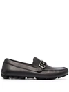 Ferragamo Logo-plaque Leather Loafers In Schwarz