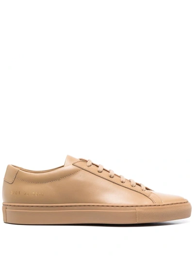 Common Projects Polished-finish Lace-up Sneakers In Beige