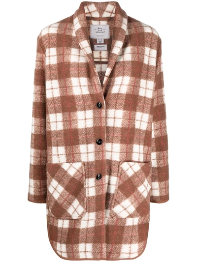 Woolrich Gentry Checked Coat In Brown