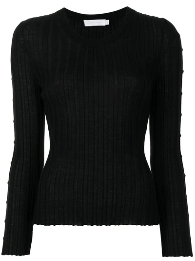 Jonathan Simkhai Button-sleeve Knitted Jumper In Black