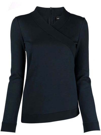 Emporio Armani Wrap-neckline Jumper In Blau