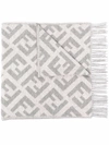 Fendi Ff Logo-print Cashmere Scarf In Blanc