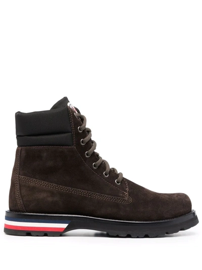 Moncler Vancouver Shell-trimmed Suede Hiking Boots In Brown