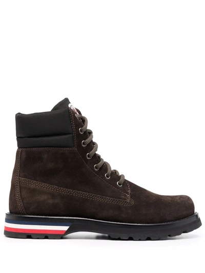 Moncler Vancouver Shell-trimmed Suede Hiking Boots In Black