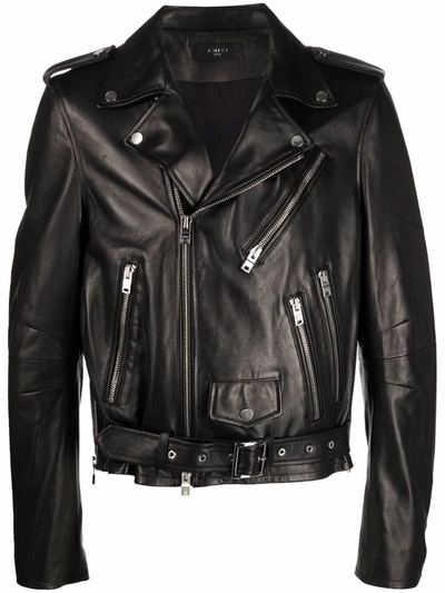 Amiri Black Leather Lightweight Biker Jacket