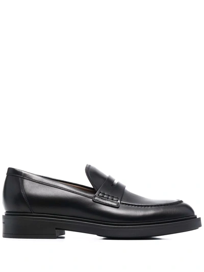 Gianvito Rossi Harris Polished-leather Penny Loafers In Black