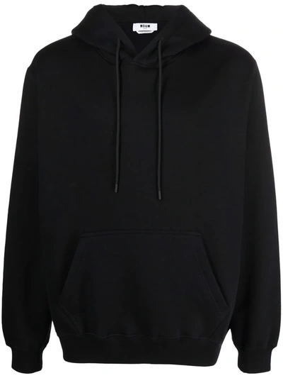 Msgm Logo-print Pullover Hoodie In Black