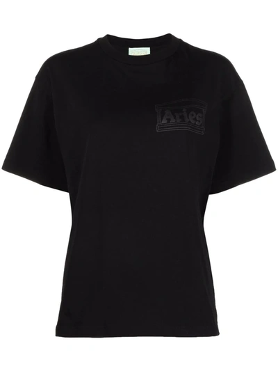 Aries Black Cotton Temple T-shirt