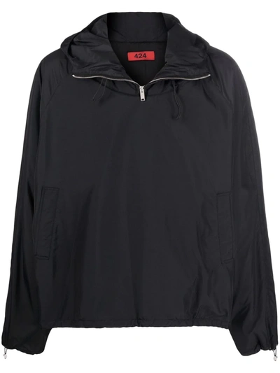 424 Pullover Hooded Windbreaker Jacket In Schwarz