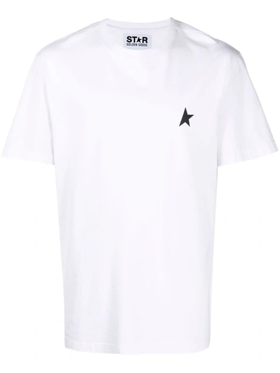 Golden Goose White T-shirt With Round Neck And One Star Logo Print On The Front In Cotton Man