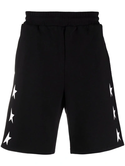 Golden Goose Star Cotton Wide Sweat Shorts In Black
