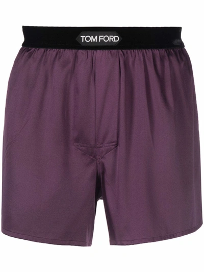 Tom Ford Logo Waistband Boxer Shorts In Purple
