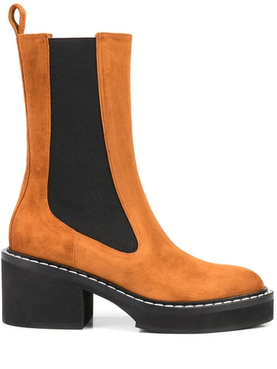 Khaite Calgary Mid-calf Suede Boots In Orange