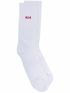 424 Logo Intarsia Cotton Blend Socks In White