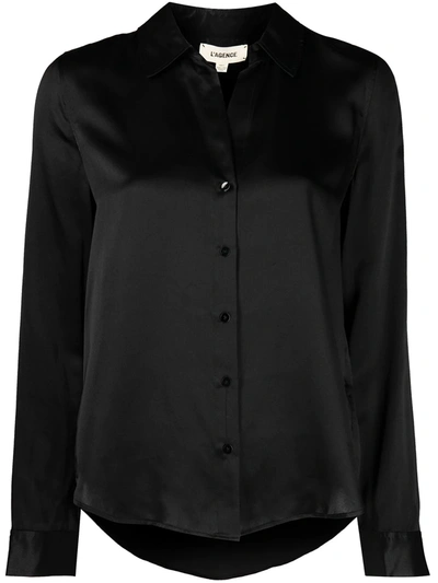 L Agence Nina Collared Button-down Blouse In Black