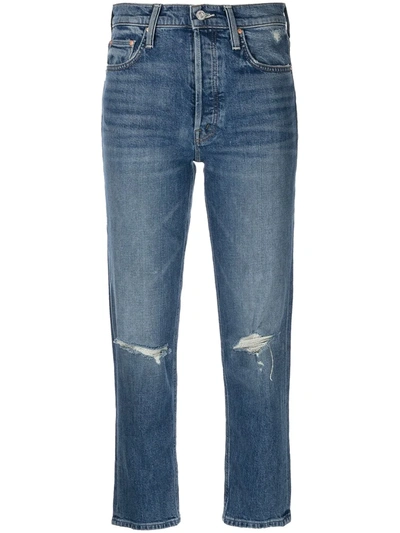 Mother High-rise Cropped Jeans In Blue