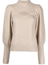 Sea Juliette Cable Stitch Cutout Merino Wool Sweater In Neutrals