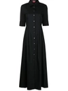 Staud Joan Short-sleeve Maxi Shirtdress In Black