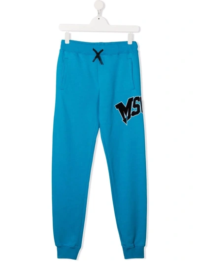 Msgm Teen Logo Tracksuit Bottoms In Blue