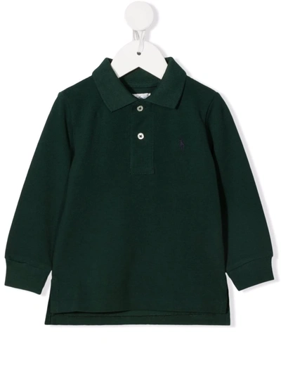 Ralph Lauren Babies' Pony Logo Long-sleeve Polo Shirt In Green