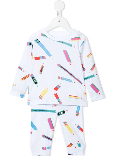 Stella Mccartney Babies' Pencils 印花运动套装 In White