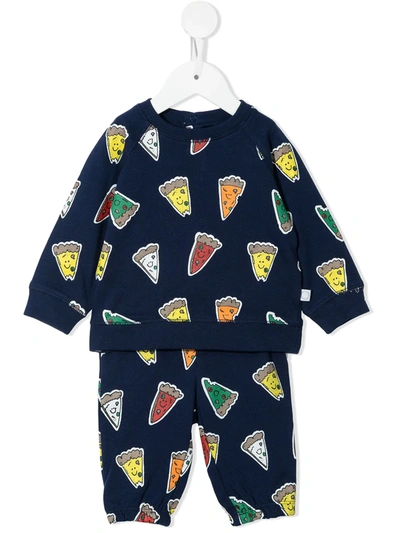 Stella Mccartney Babies' Pizza-print Tracksuit Set In Blue