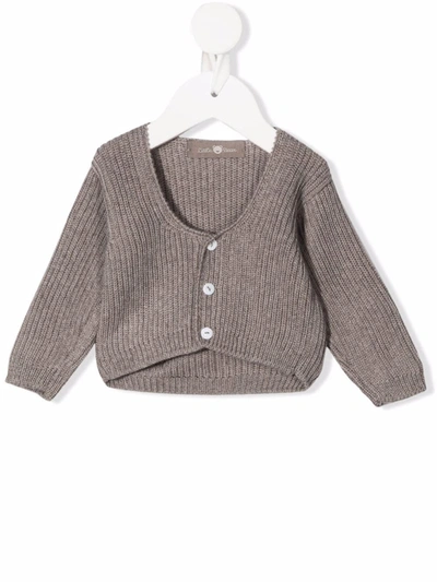 Little Bear Babies' Stone Wool Cardigan In Neutrals