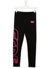 Gcds Logo-print Jersey-cotton Legging In Black
